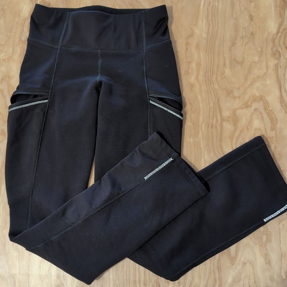 ATHLETA High Rise Metro Drifter Tight Black Mid Rise Small Thick Warm Sz S 25x31